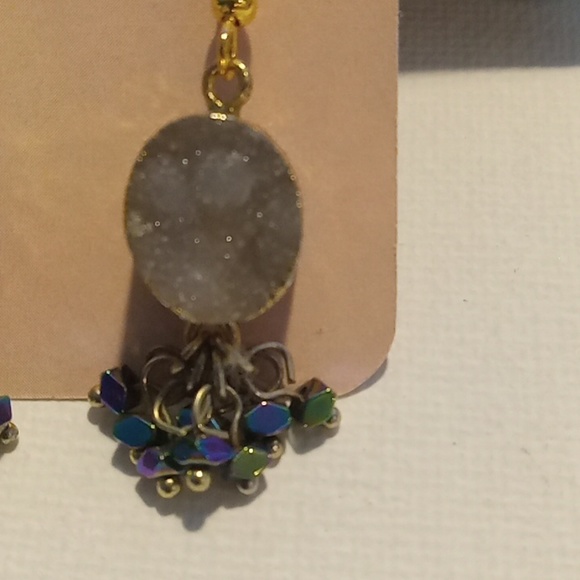 Crystal Druzy Stone Bead Earrings - Picture 2 of 8